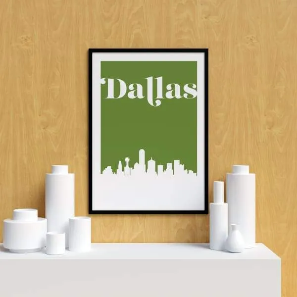 Dallas, Texas retro inspired city skyline