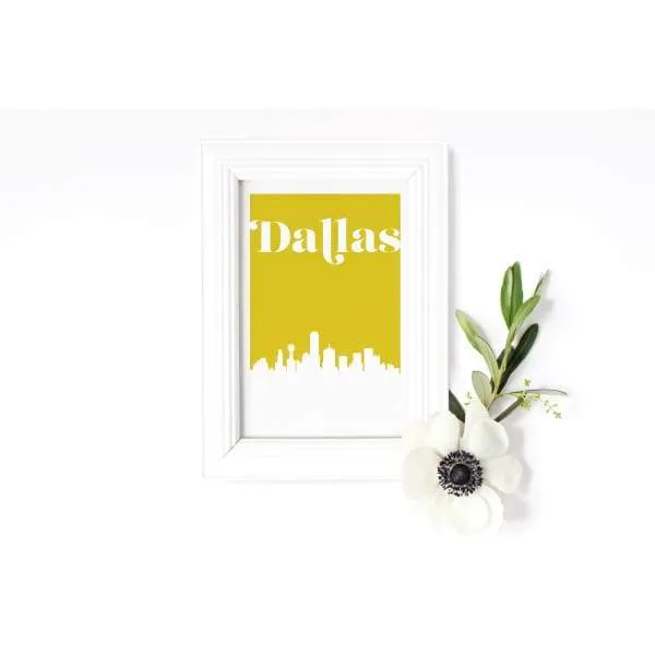 Dallas, Texas retro inspired city skyline