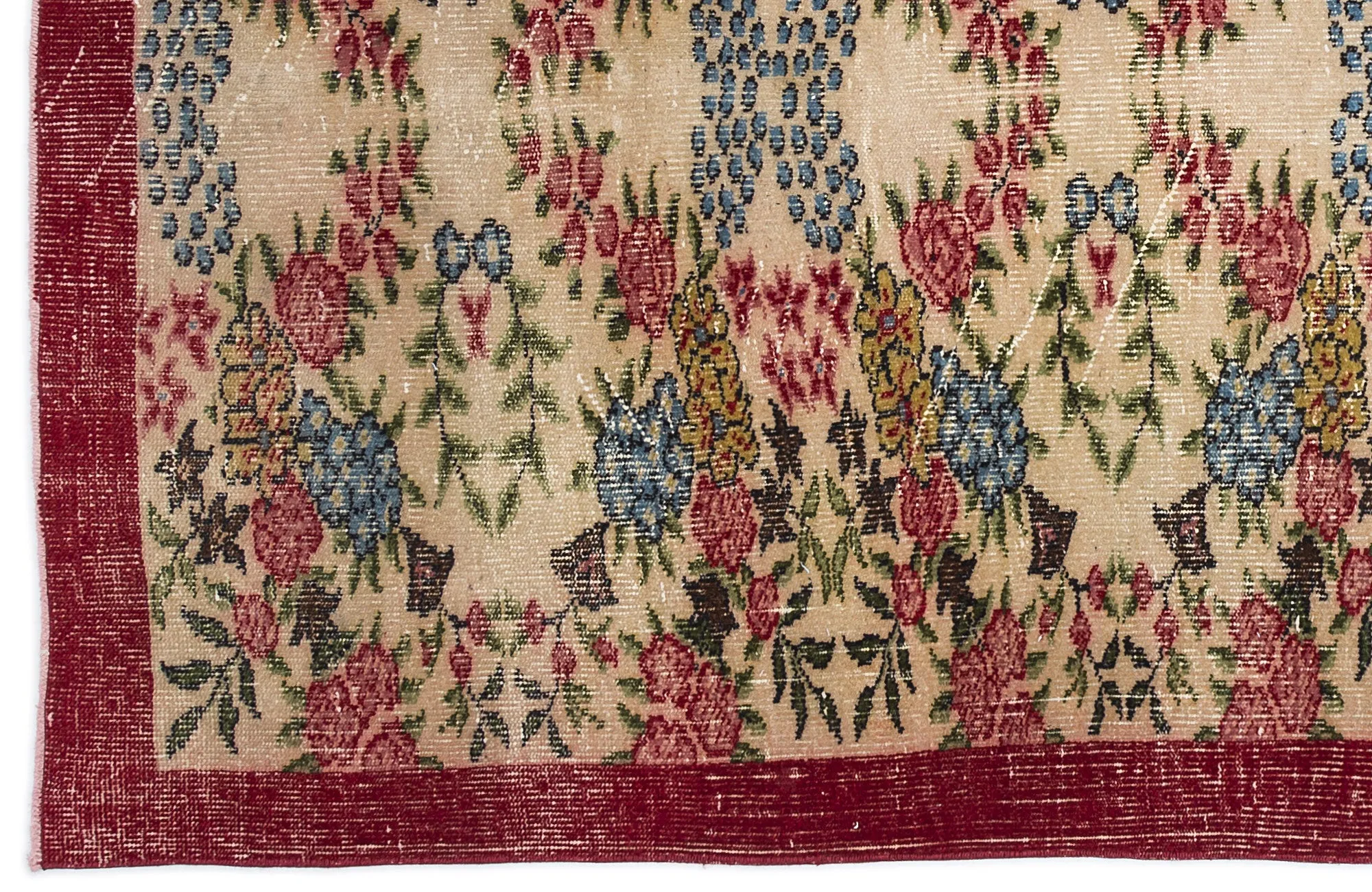 Retro Design Floral Over Dyed Vintage Rug 5'2'' x 8'9'' ft 157 x 266 cm