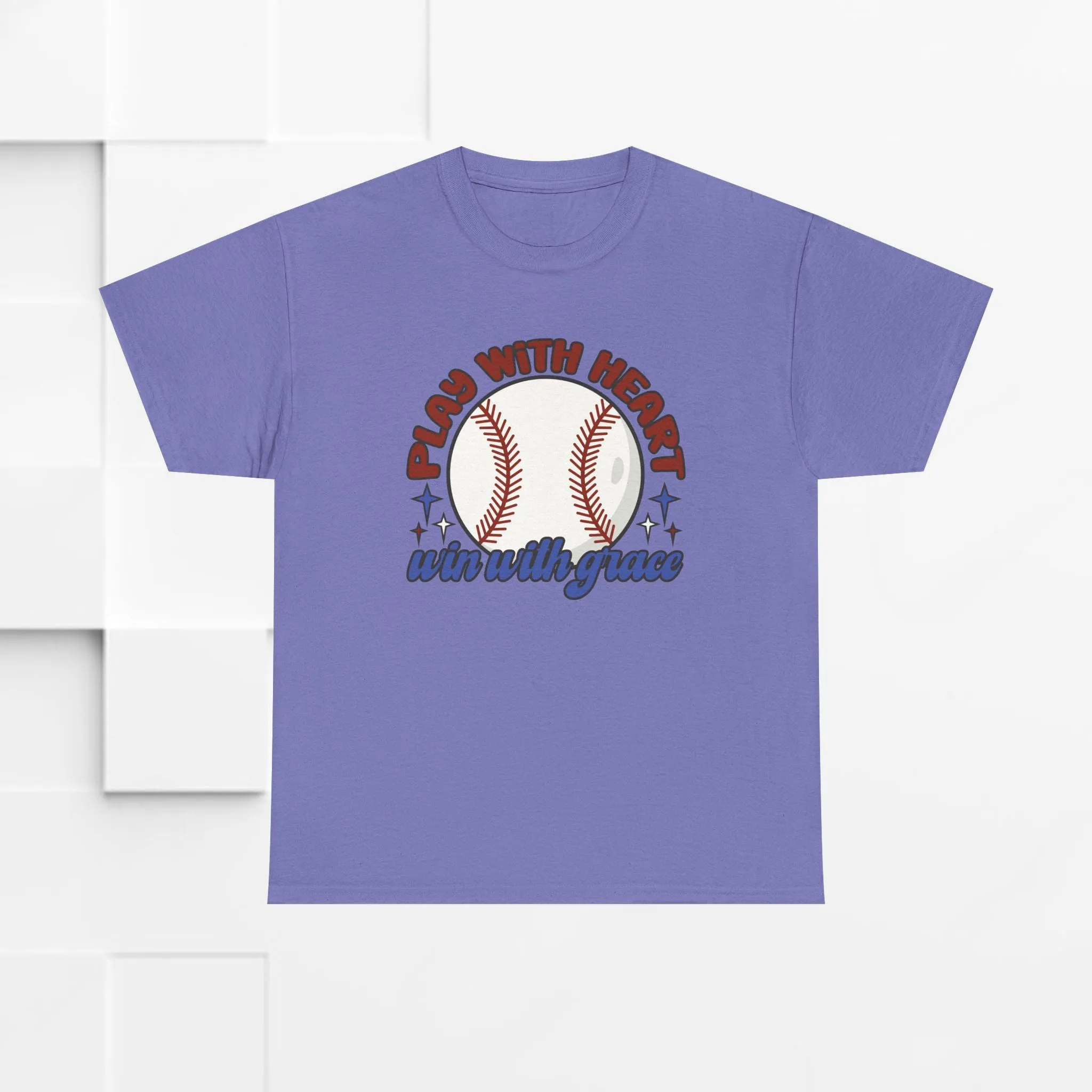 Unisex Heavy Cotton Tee - 'Play With Heart' Baseball Graphic Tee