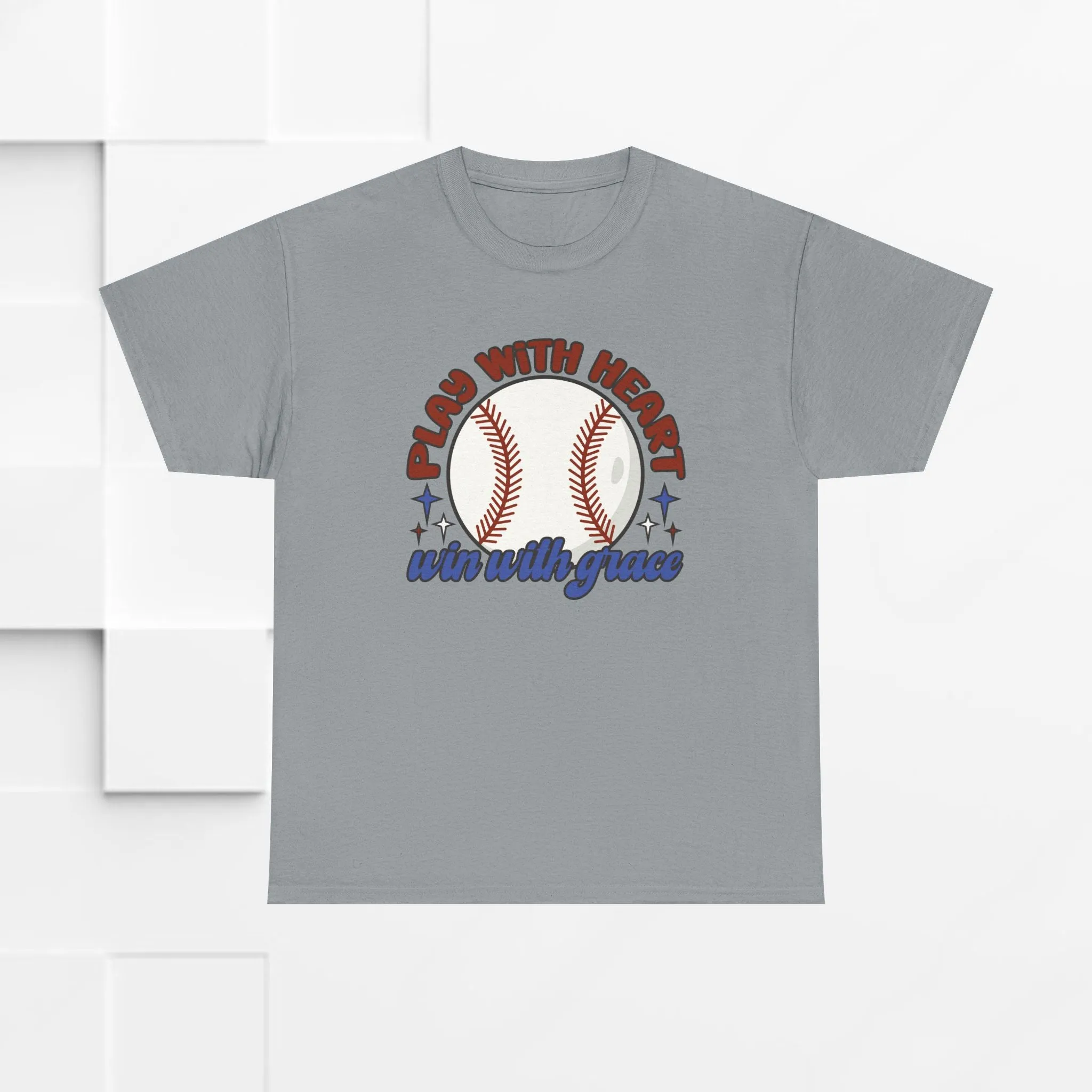 Unisex Heavy Cotton Tee - 'Play With Heart' Baseball Graphic Tee