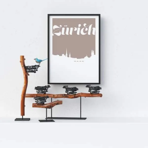 Zurich, Switzerland retro inspired city skyline